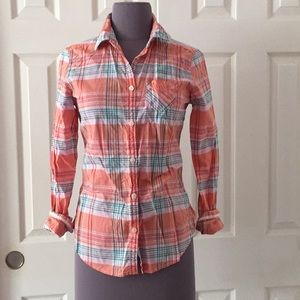 American Eagle Pastel Plaid Button Down size 2